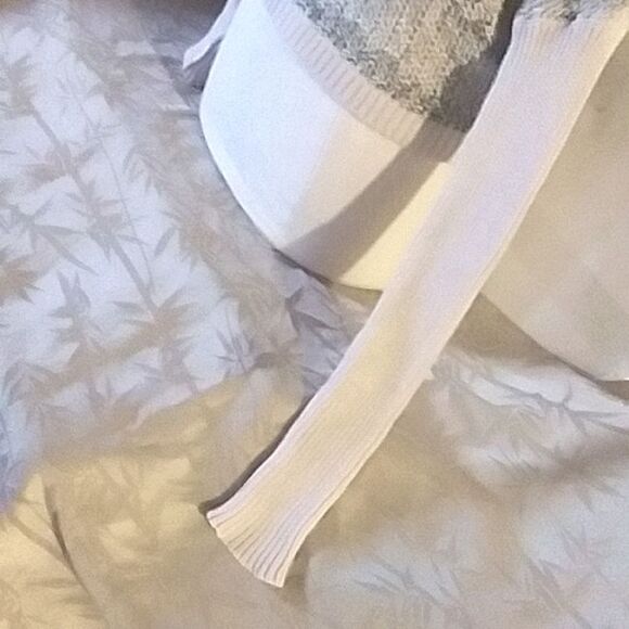 Free People Sweater Pull Over Off Shoulder V Back Open Weave Sea Mist M - Picture 6 of 13